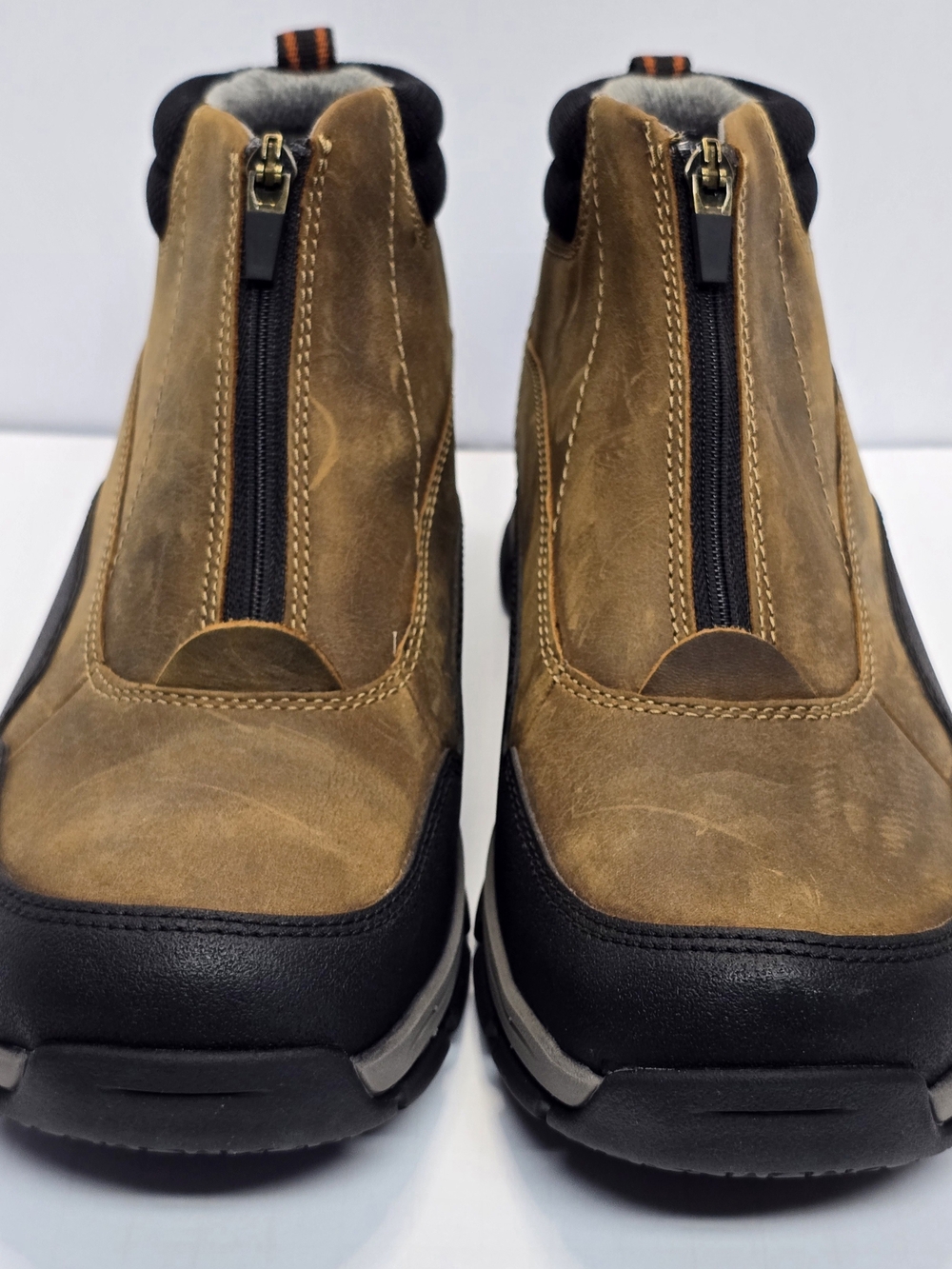 Clarks Brown and Black Front-Zip Leather Boots for Men